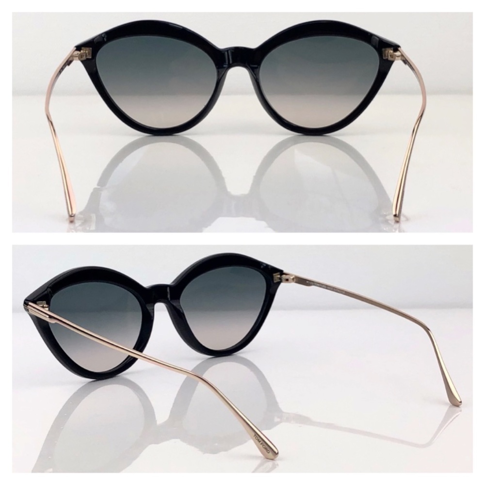 New TOM FORD Chloe Cat Eye Black Sunglasses - Picture 6 of 16